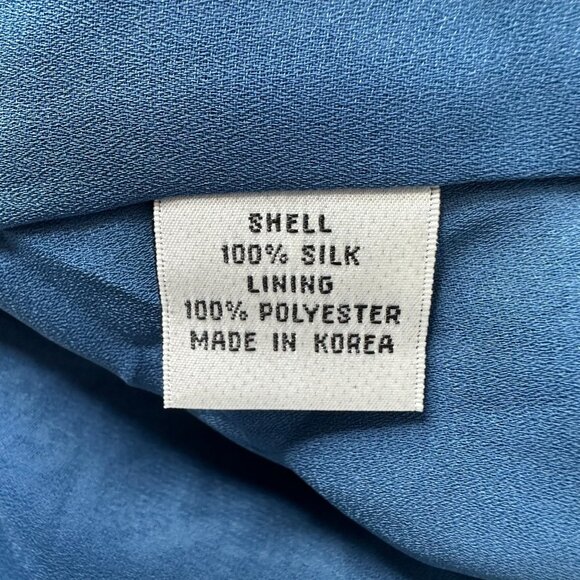 Vintage Talbots Pure Silk Dress Size 10 Blue Floral Paisley Fit Flare - Picture 9 of 13